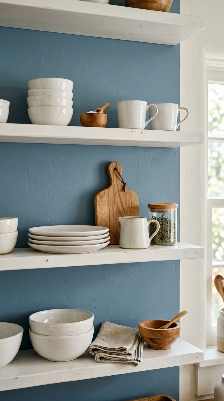 23 Two-Tone Kitchen Ideas That Look Expensive and Timeless 14 013 Two Tone Open Shelving A close up of white open ki