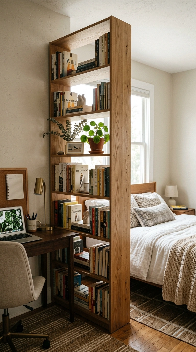 014 Bookshelf Room Divider A tall narrow open back boo