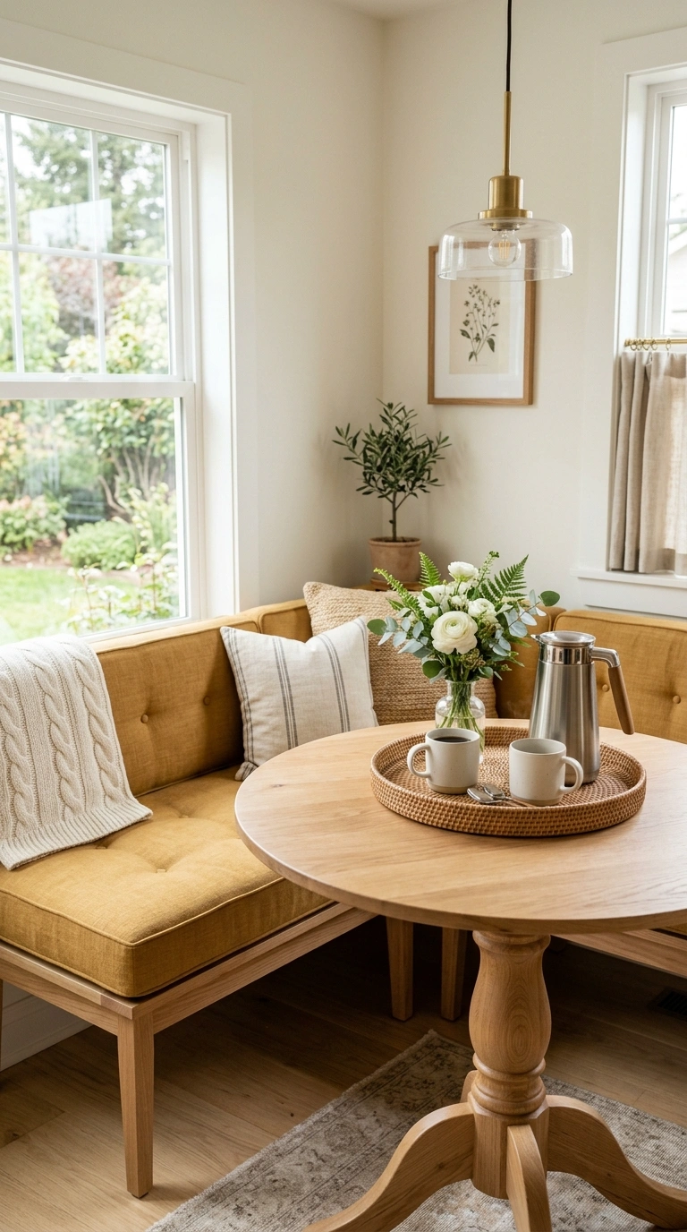 014 Breakfast Nook Corner A round wood breakfast nook