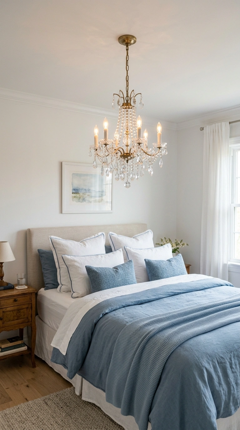 014 Crystal Chandelier Accent A bedroom ceiling featur