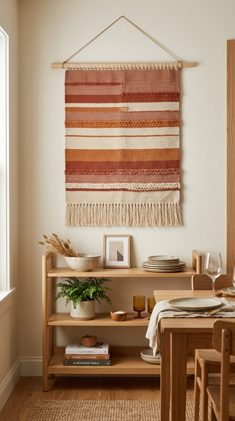 014 Fabric Wall Tapestry A dining room wall behind an