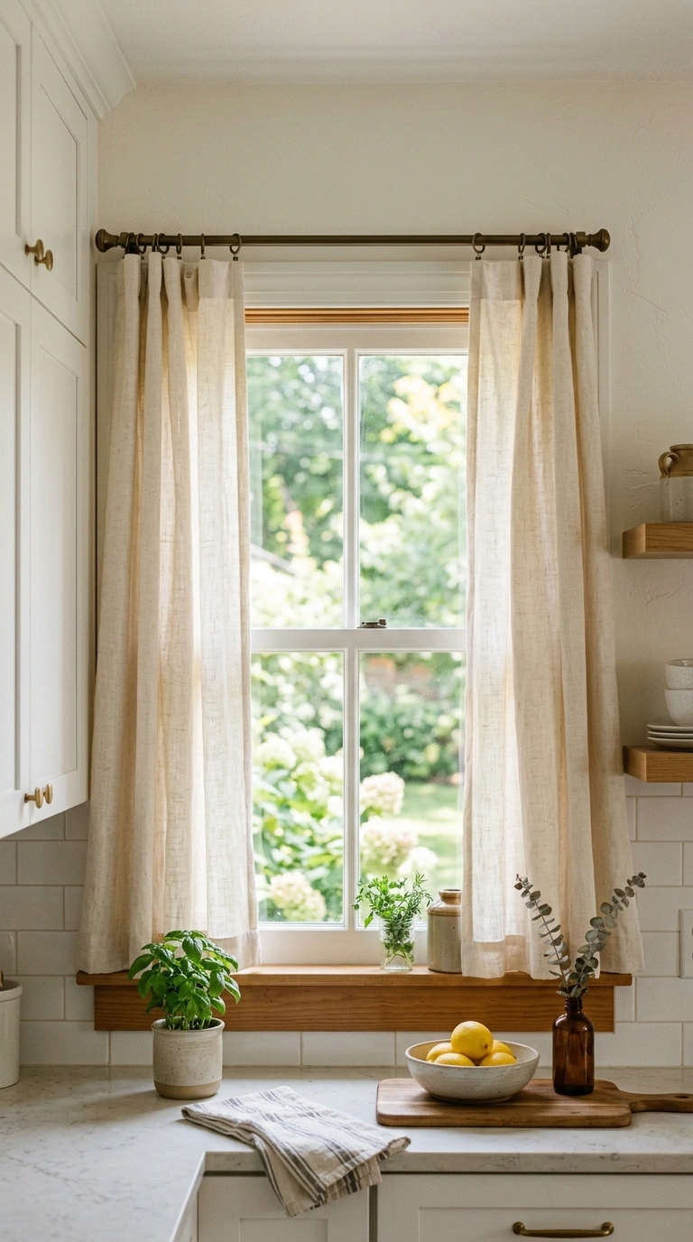014 Linen Window Curtains A white kitchen window dress