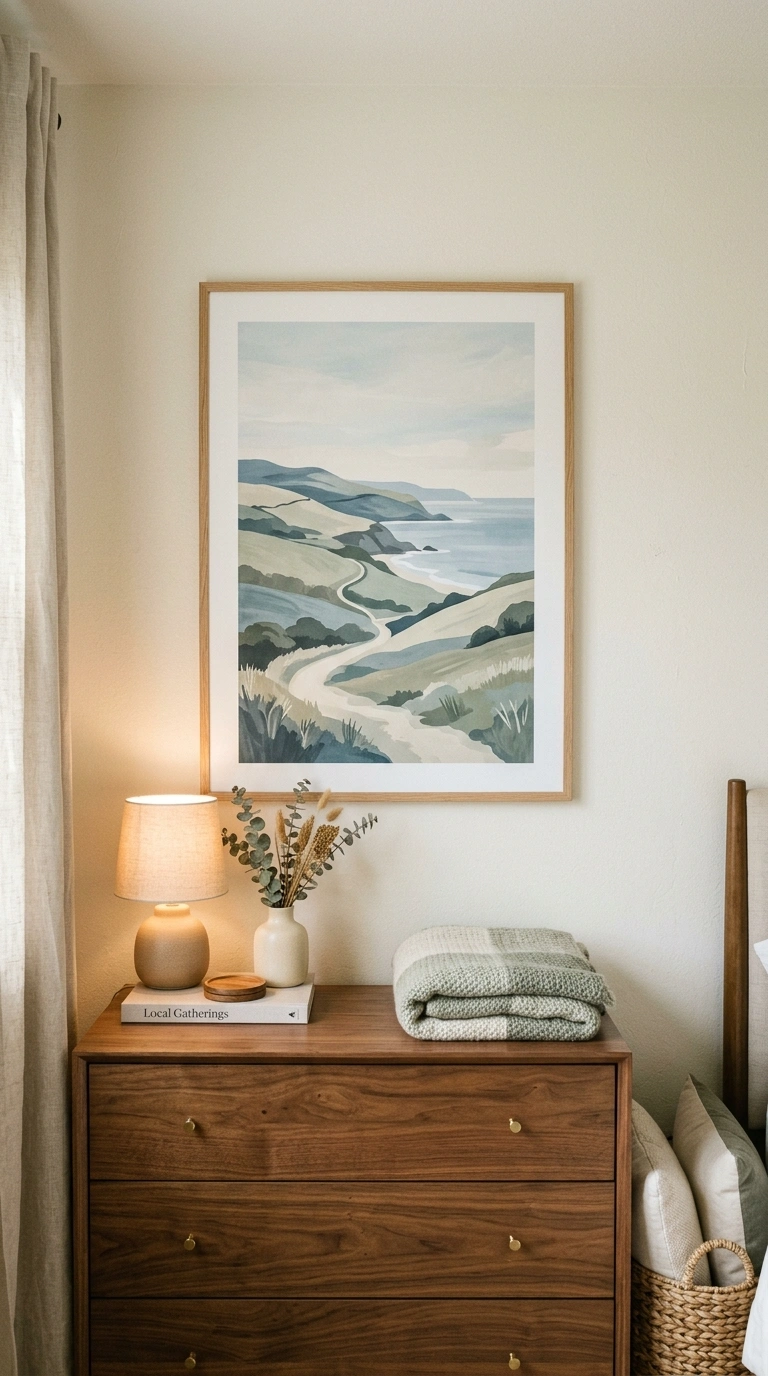 014 Local Art Touches A large framed landscape print i