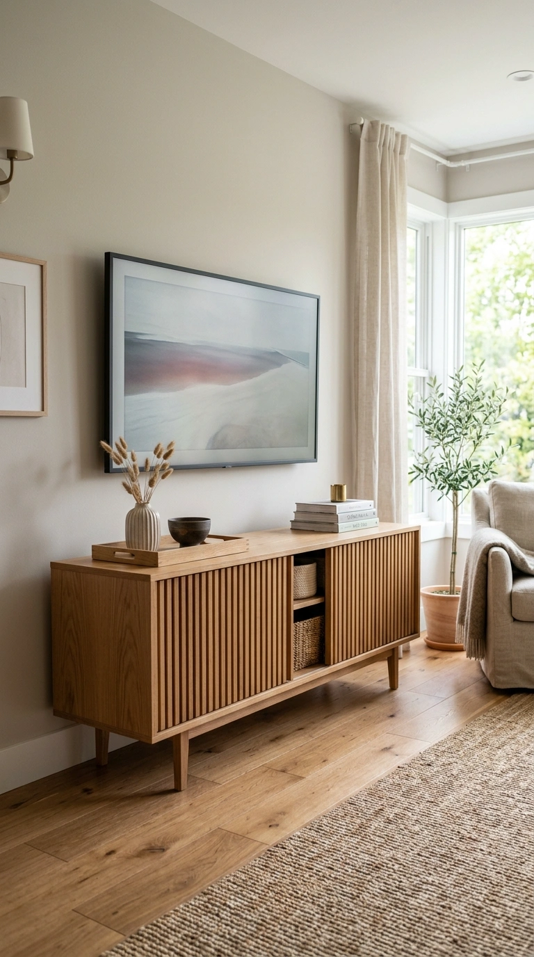 014 Sliding Door Console A modern living room console