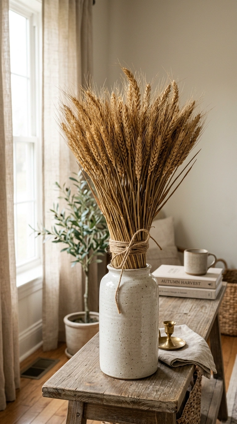 25 Dollar Tree Fall Decor Ideas That Look Expensive 16 015 15 Faux Wheat Stems A tall vase filled with a full