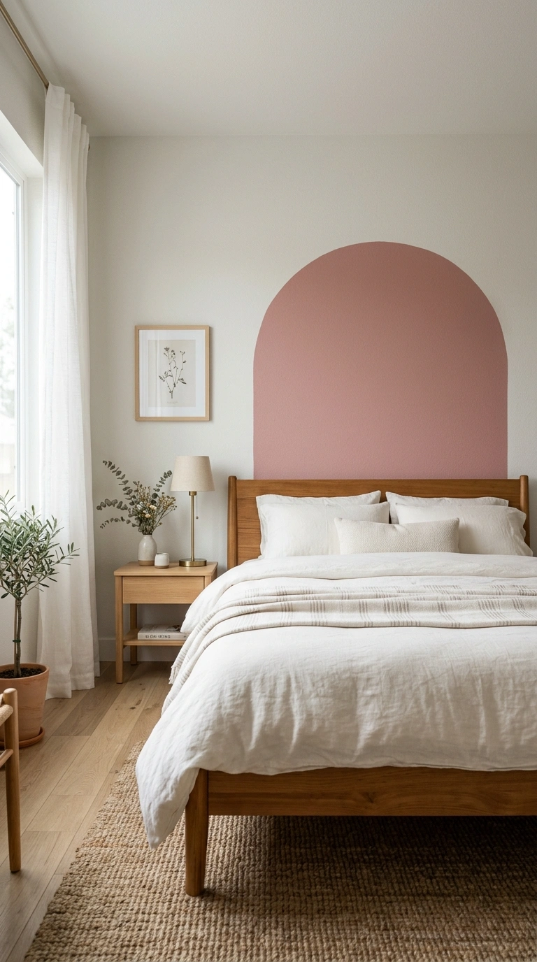 23 Easy Wall Decor Ideas to Make Any Room Look Brand New 16 015 Bold Color Block Wall A bedroom with a soft dusty