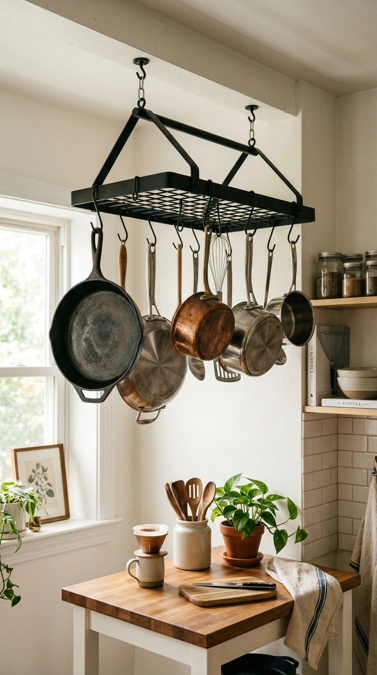 015 Ceiling Hung Storage A studio apartment kitchen co
