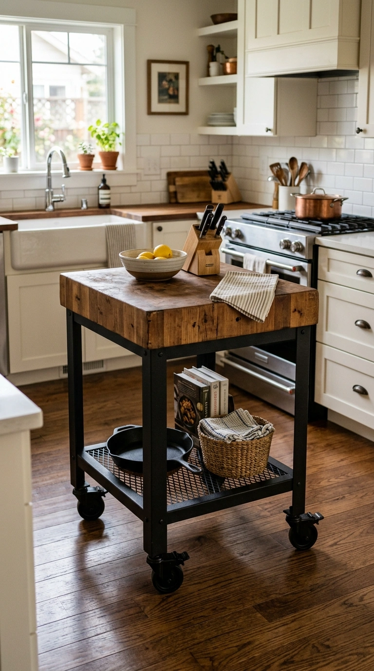 23 Functional U-Shaped Kitchen Ideas That Maximize Every Inch 16 015 Compact Rolling Island A small rolling kitchen car