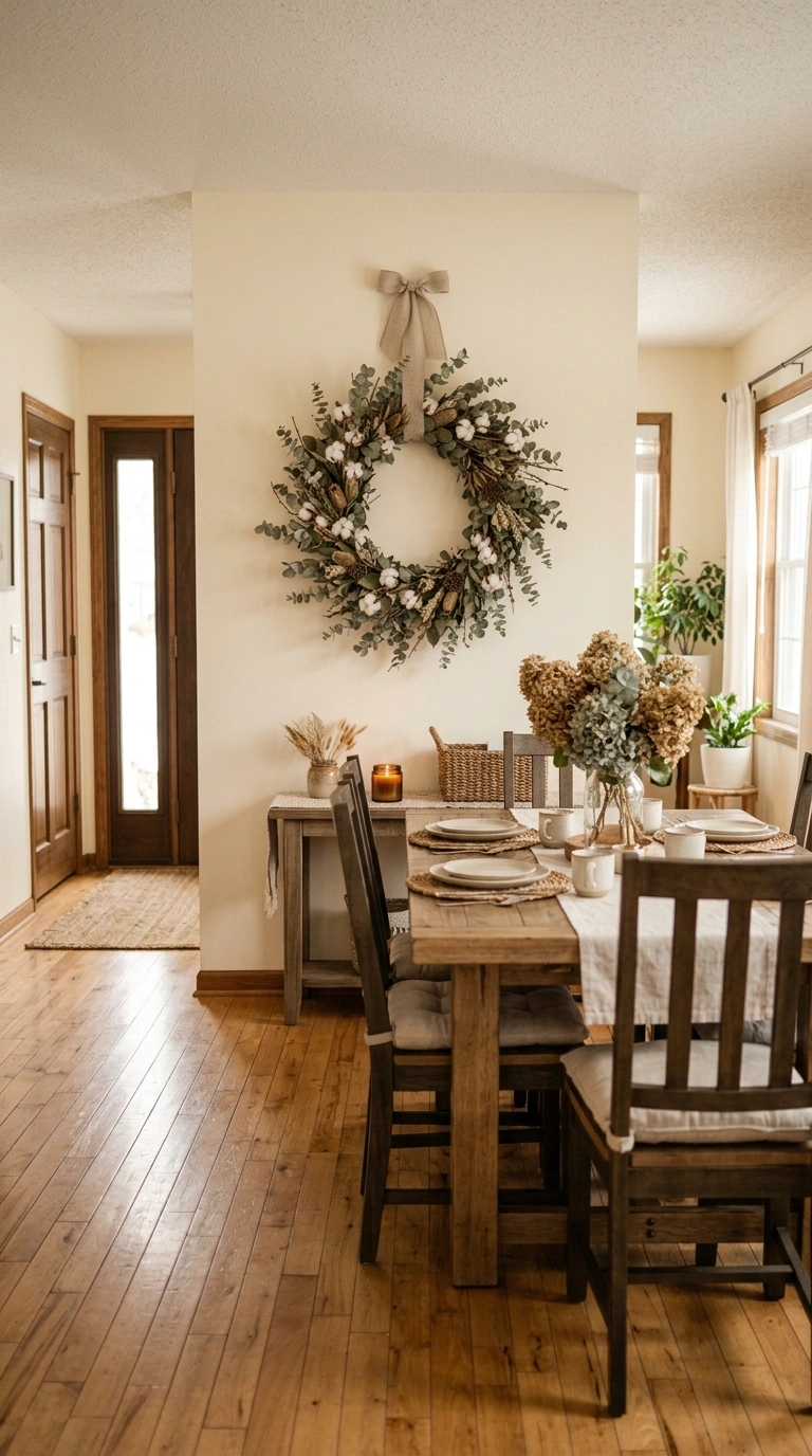 015 Seasonal Wreath Display A dining room accent wall