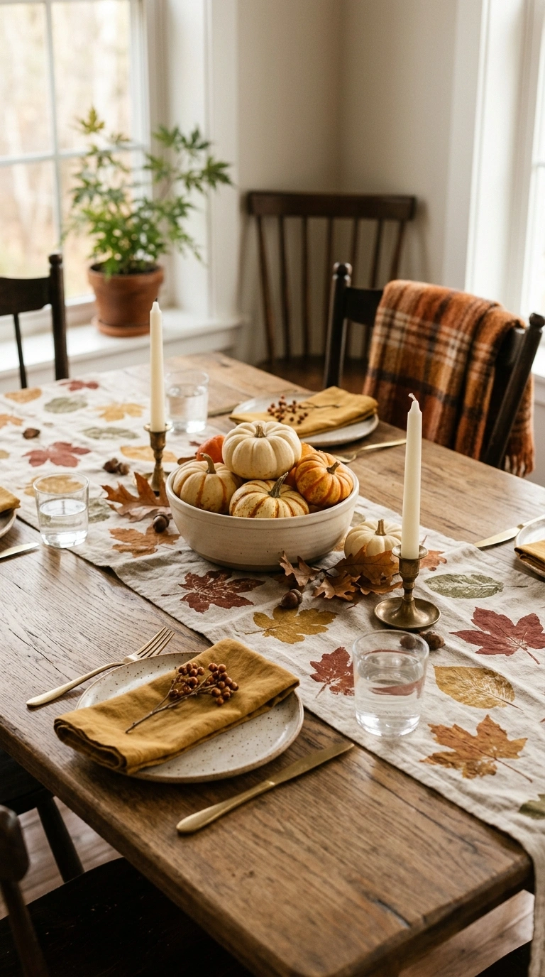 15+ Charming Fall Decor Ideas to Make Your Home Feel Cozy 17 016 16 Autumn Leaf Runner A dining table dressed with