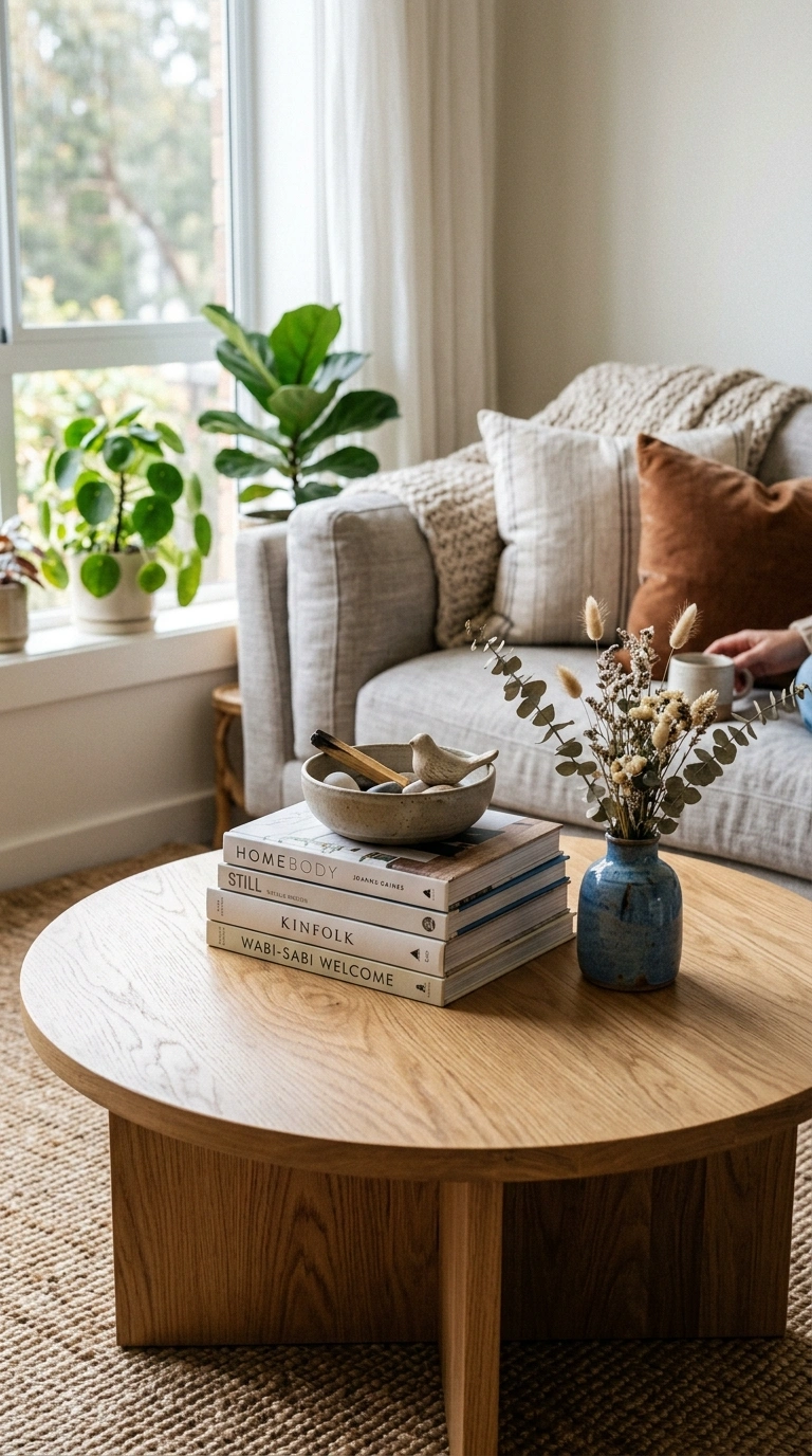 23 Blue and Beige Living Room Ideas That Make This Classic Pairing Work 17 016 16 Beige Wood Coffee Table A warm beige wood coffe