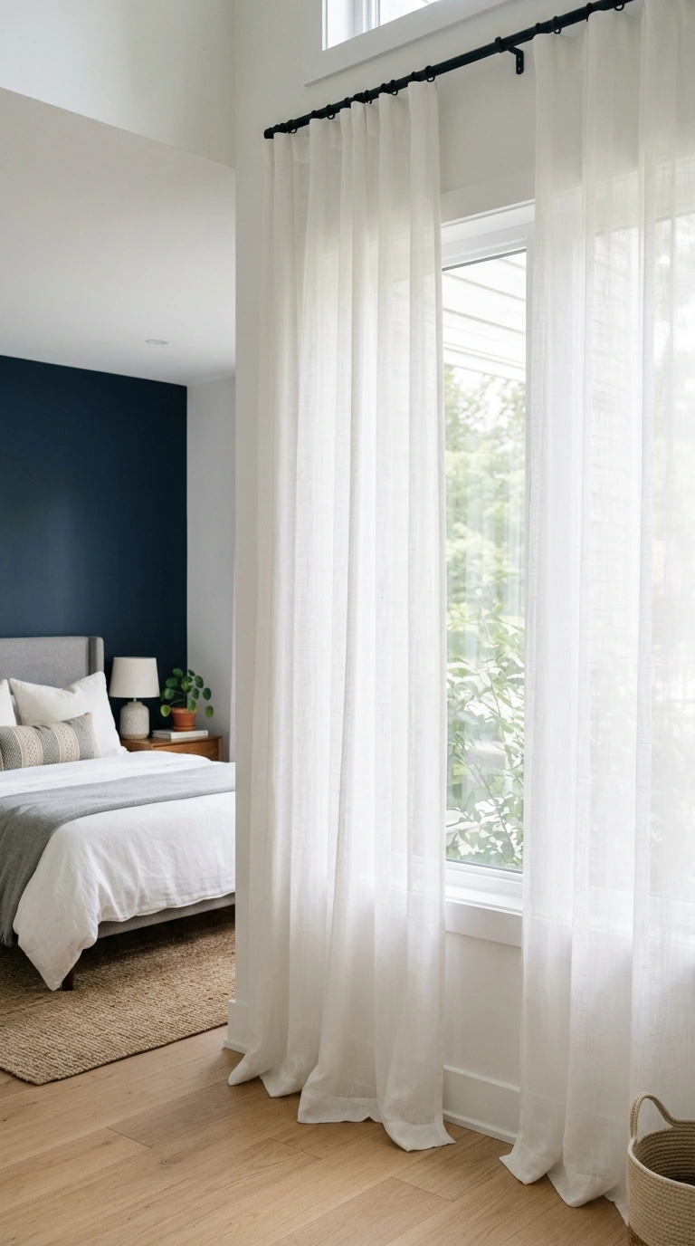 016 16 Sheer White Drapes Long sheer white curtain pan