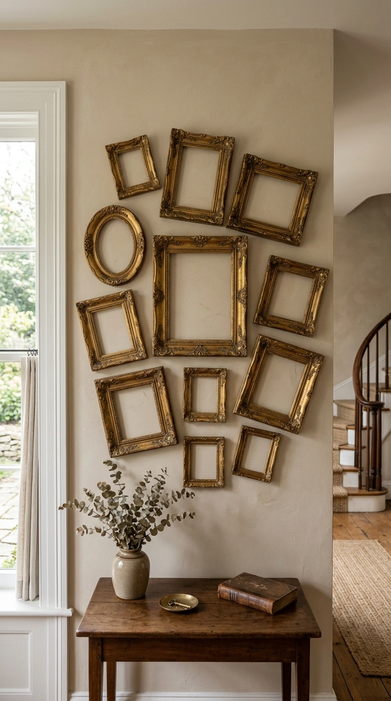 23 Easy Wall Decor Ideas to Make Any Room Look Brand New 17 016 Antique Frame Cluster An entryway wall styled with