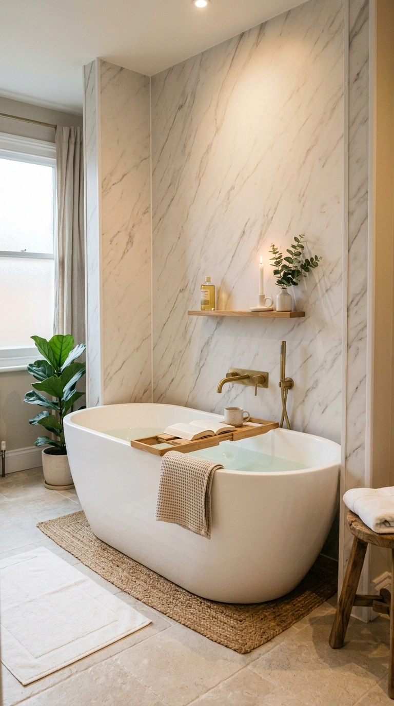 016 Around Bathtub Panels A freestanding white bathtub