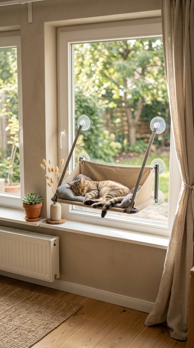 016 Cat Hammock By Window A window mounted canvas cat