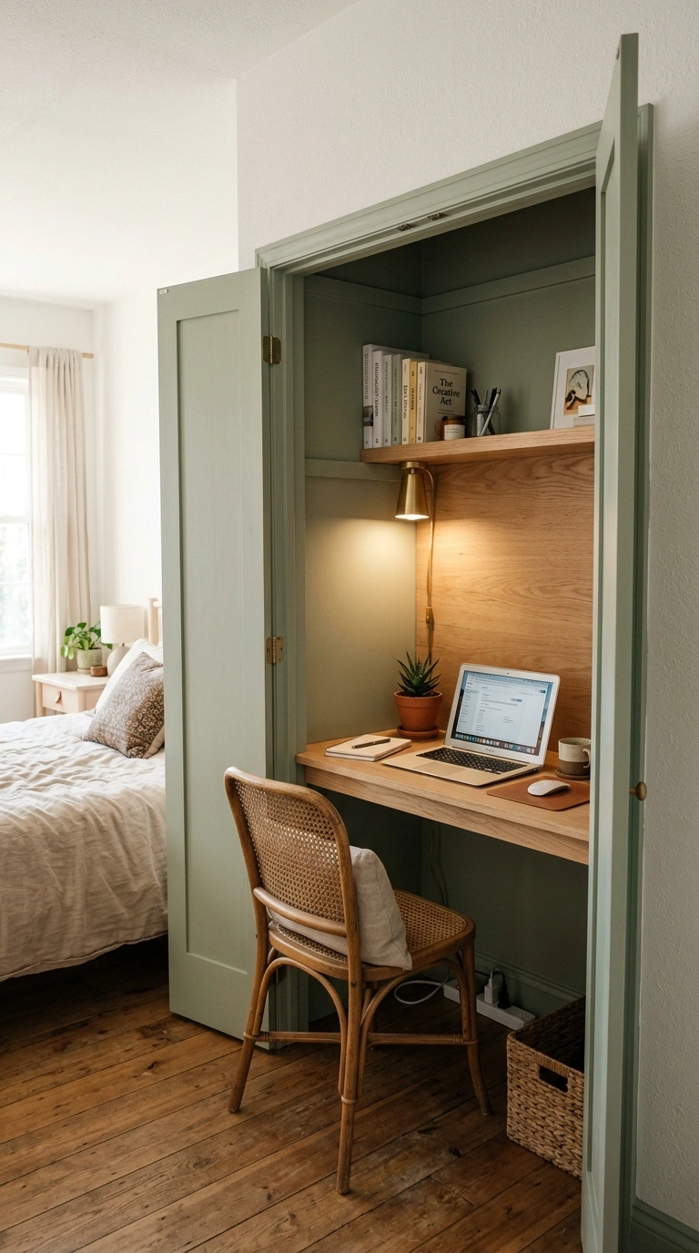 016 Closet Nook Office An open closet converted into a