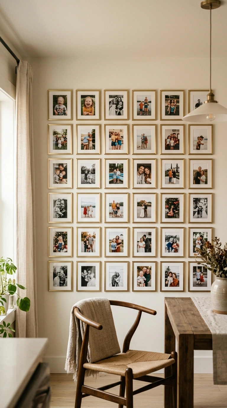 016 Family Photo Wall A dining room wall covered in a