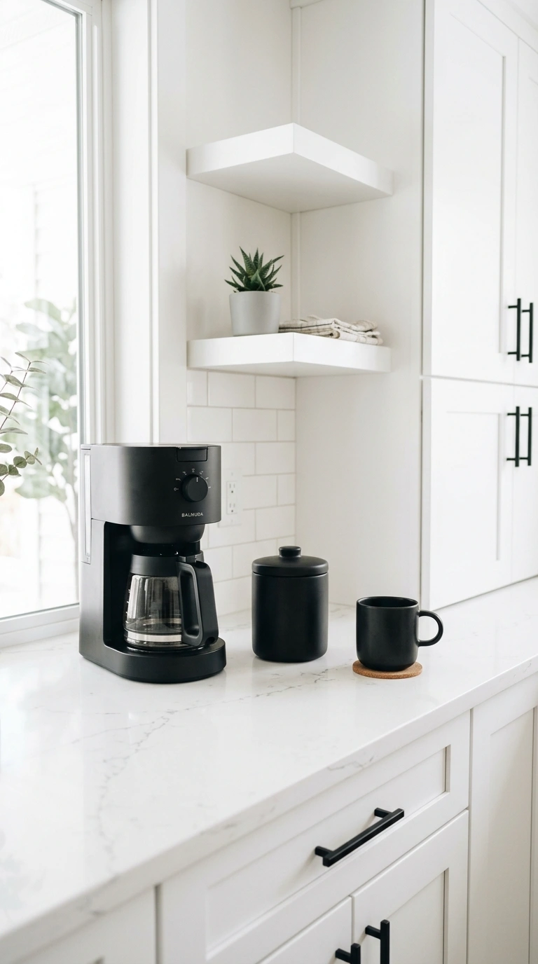 016 Minimalist Countertop Setup A modern white kitchen