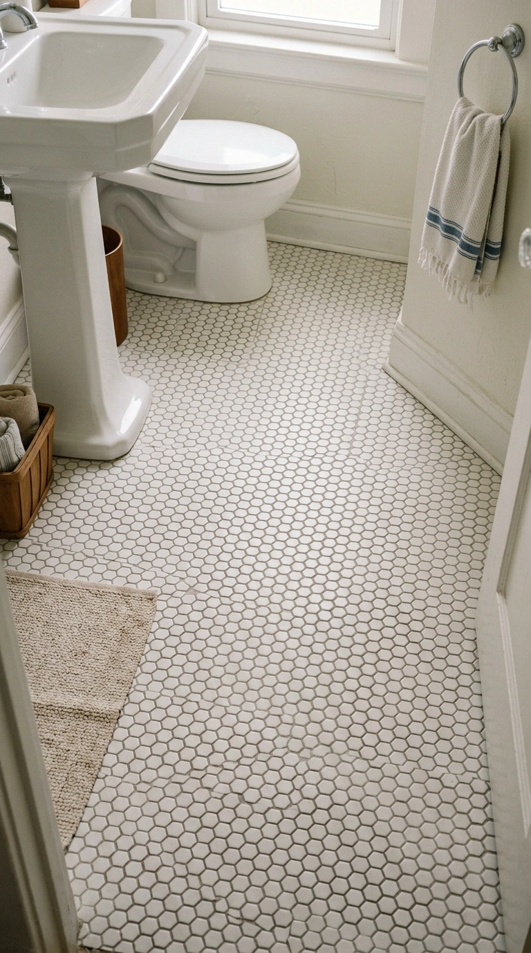 016 Small Scale Tile A small bathroom floor covered in