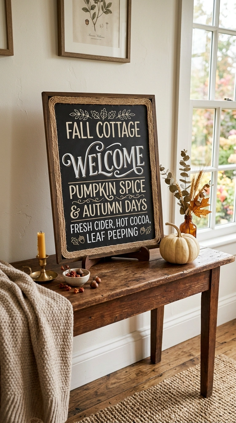 25 Dollar Tree Fall Decor Ideas That Look Expensive 18 017 17 Chalkboard Sign Upgrade A console table with a