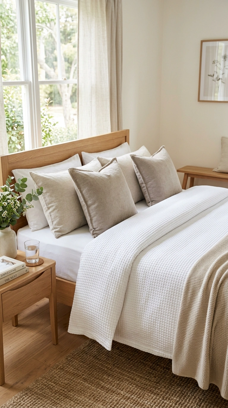 017 17 New Bedding Set A freshly made bed with a crisp