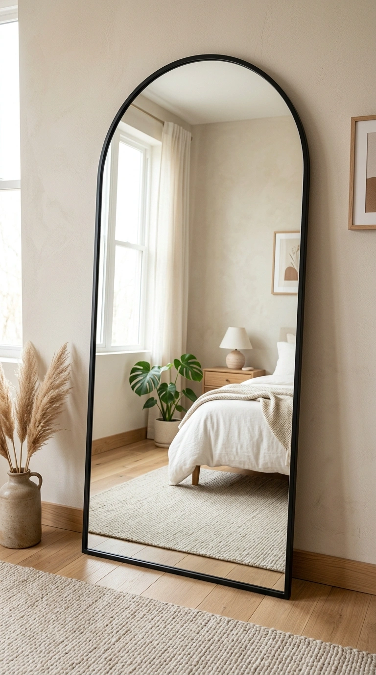 017 Full Length Mirror A large arched mirror in a matt