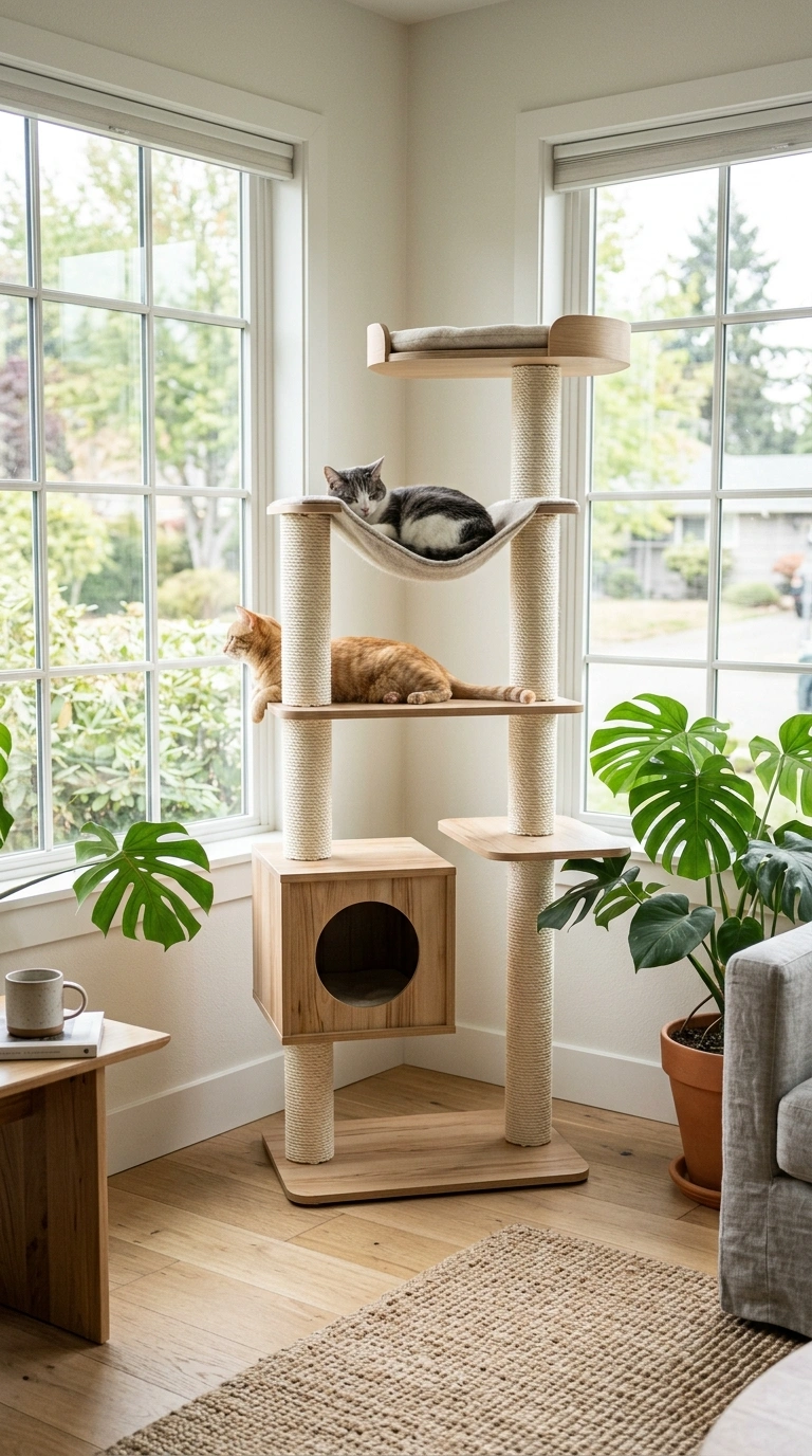 017 Multi Level Cat Tower A modern multi level cat tow