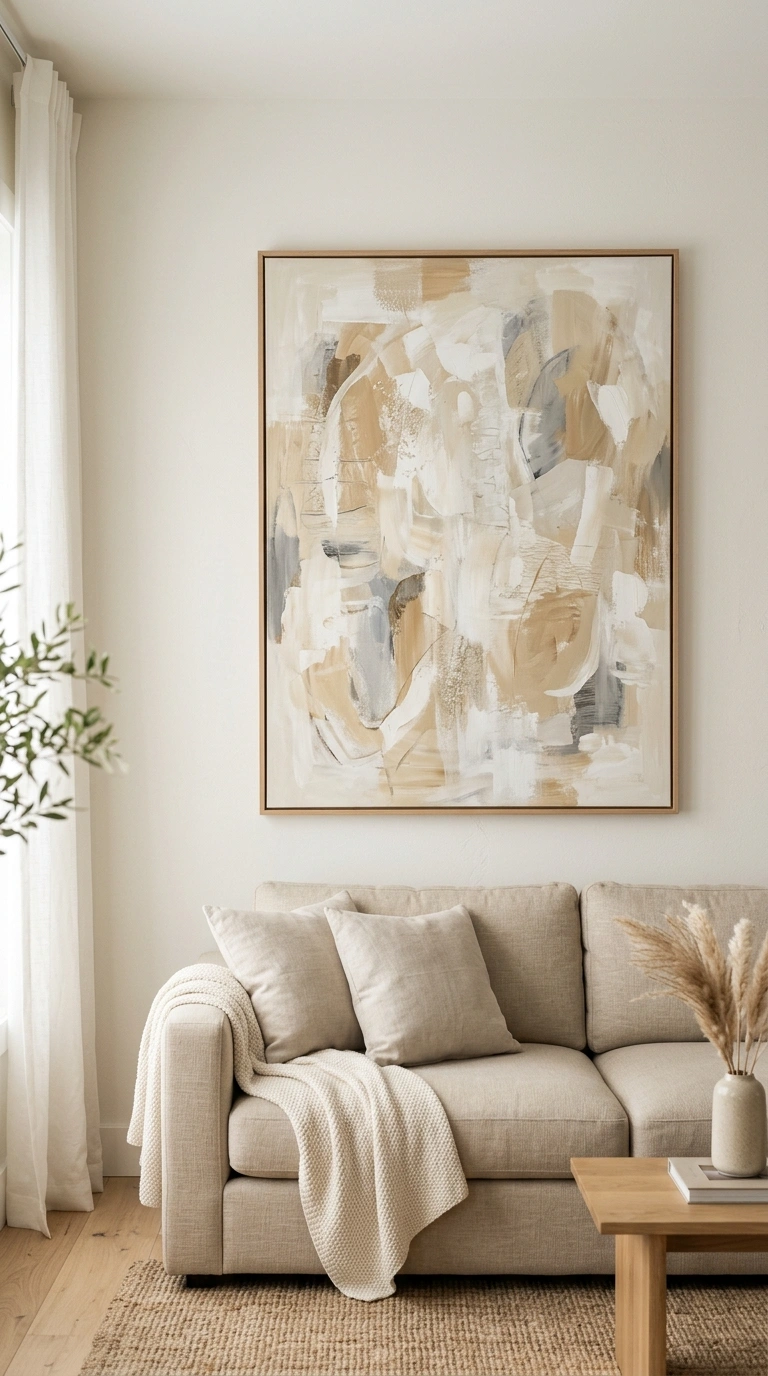 017 Wall Art Neutral A living room wall above a beige