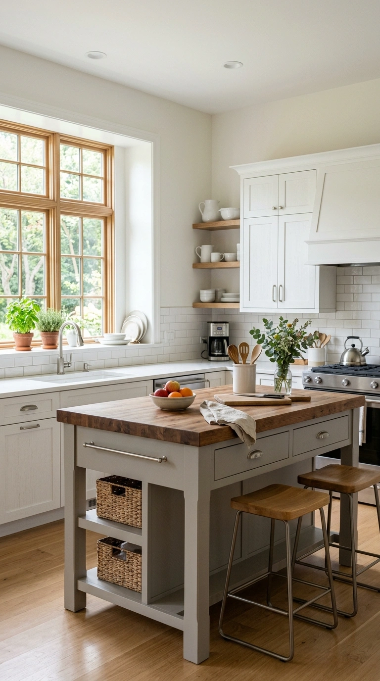 23 Two-Tone Kitchen Ideas That Look Expensive and Timeless 18 017 White Perimeter Grey Island A white kitchen with a