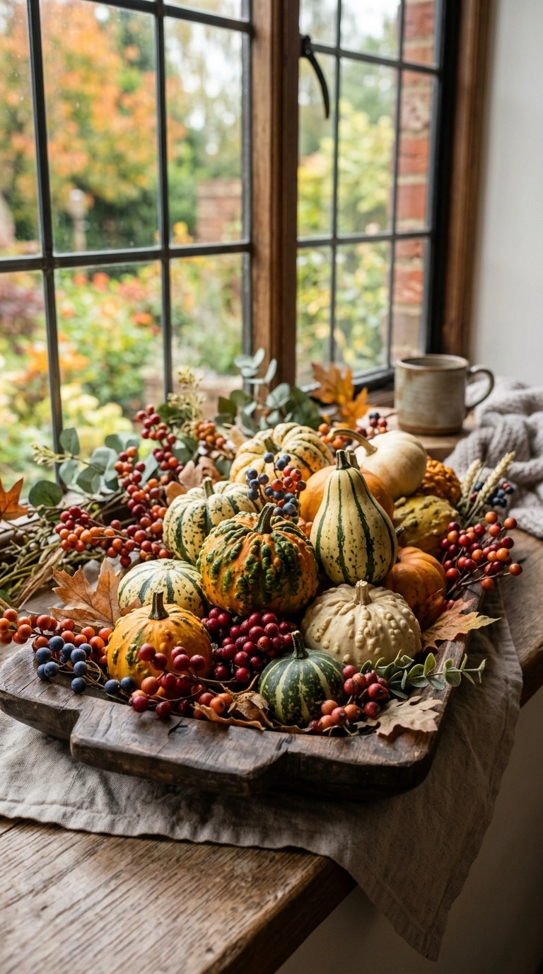 018 18 Gourd and Berry Mix A tray styled with small or