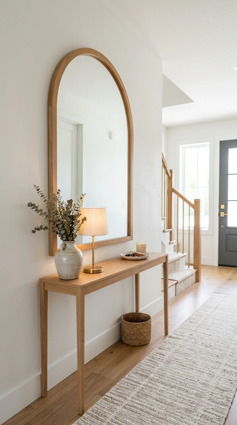24 Large Entry Hallway Ideas for a Stylish First Impression 19 018 Arched Entry Mirror A large entry hallway with a t