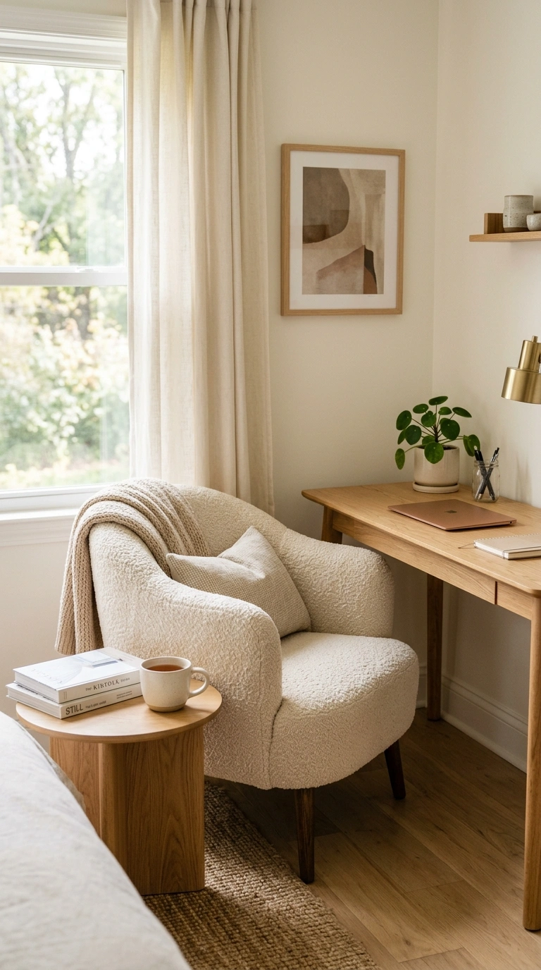 018 Comfortable Corner Chair A soft boucle armchair pl