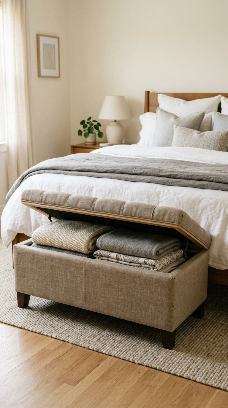 018 Multi Purpose Ottoman A cushioned storage ottoman