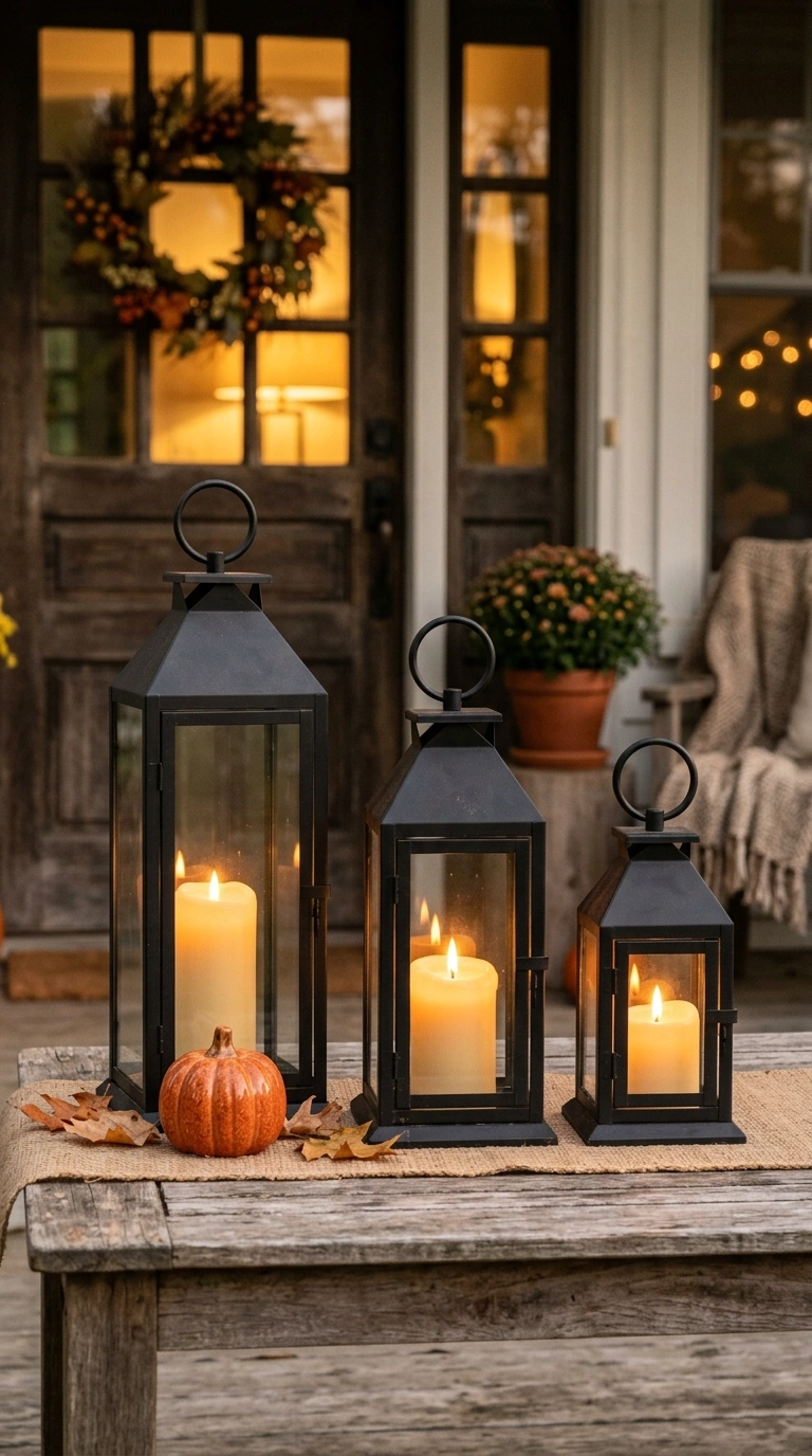 25 Dollar Tree Fall Decor Ideas That Look Expensive 20 019 19 Dollar Tree Lantern Trio A porch table with thr