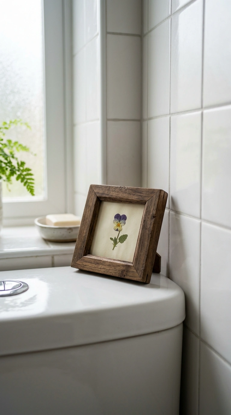 21 Toilet Tank Decor Ideas for a Prettier Bathroom 20 019 Petite Picture Frame A tiny three by three inch fr