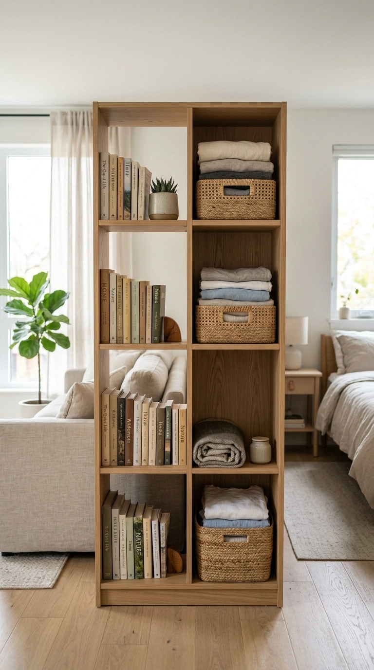 019 Slim Bookcase Divider An open backed narrow bookca