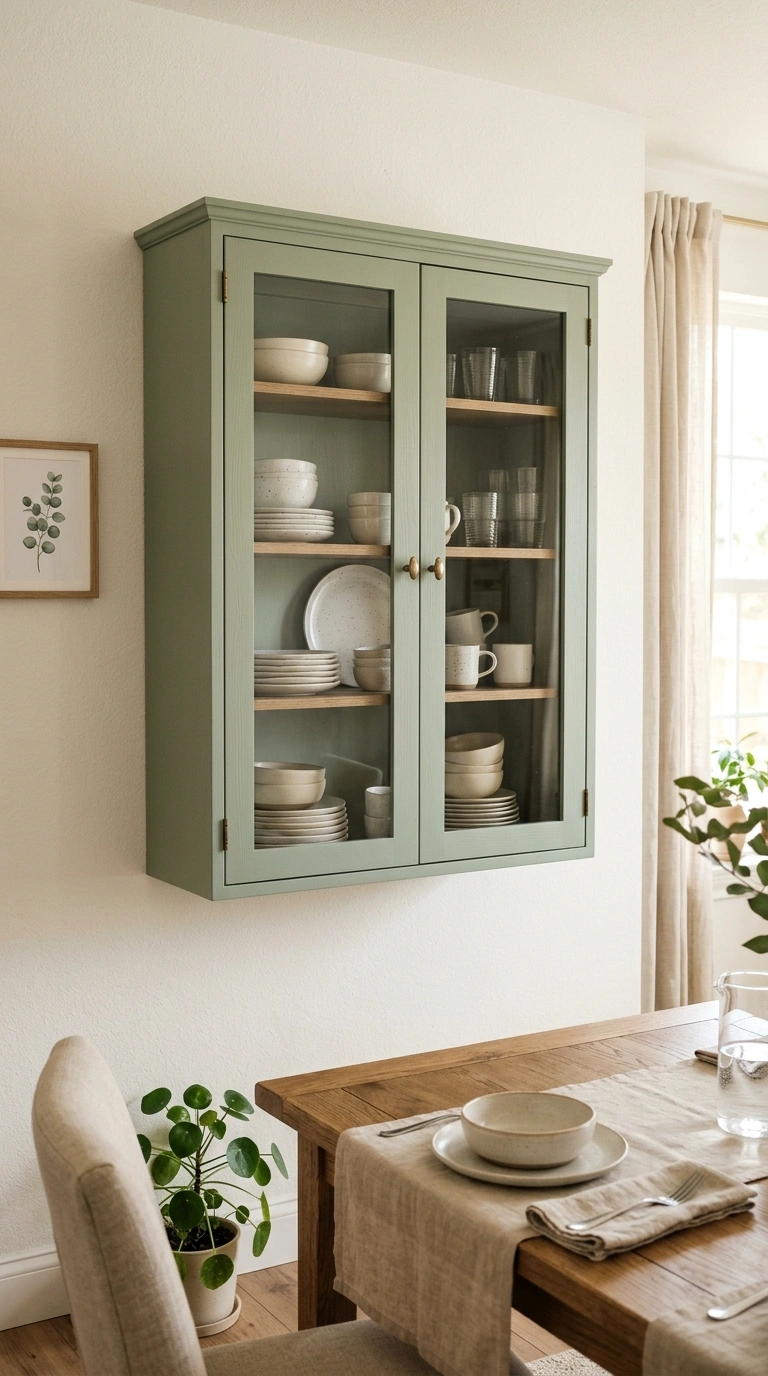019 Wall Mounted Cabinet A dining room wall featuring