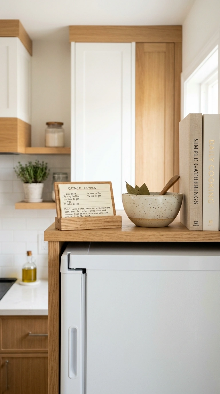 020 Recipe Card Holder A bright modern kitchen with a