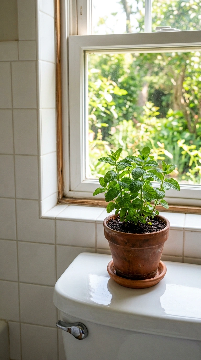 21 Toilet Tank Decor Ideas for a Prettier Bathroom 21 020 Tiny Potted Herb A small pot of fresh mint with a