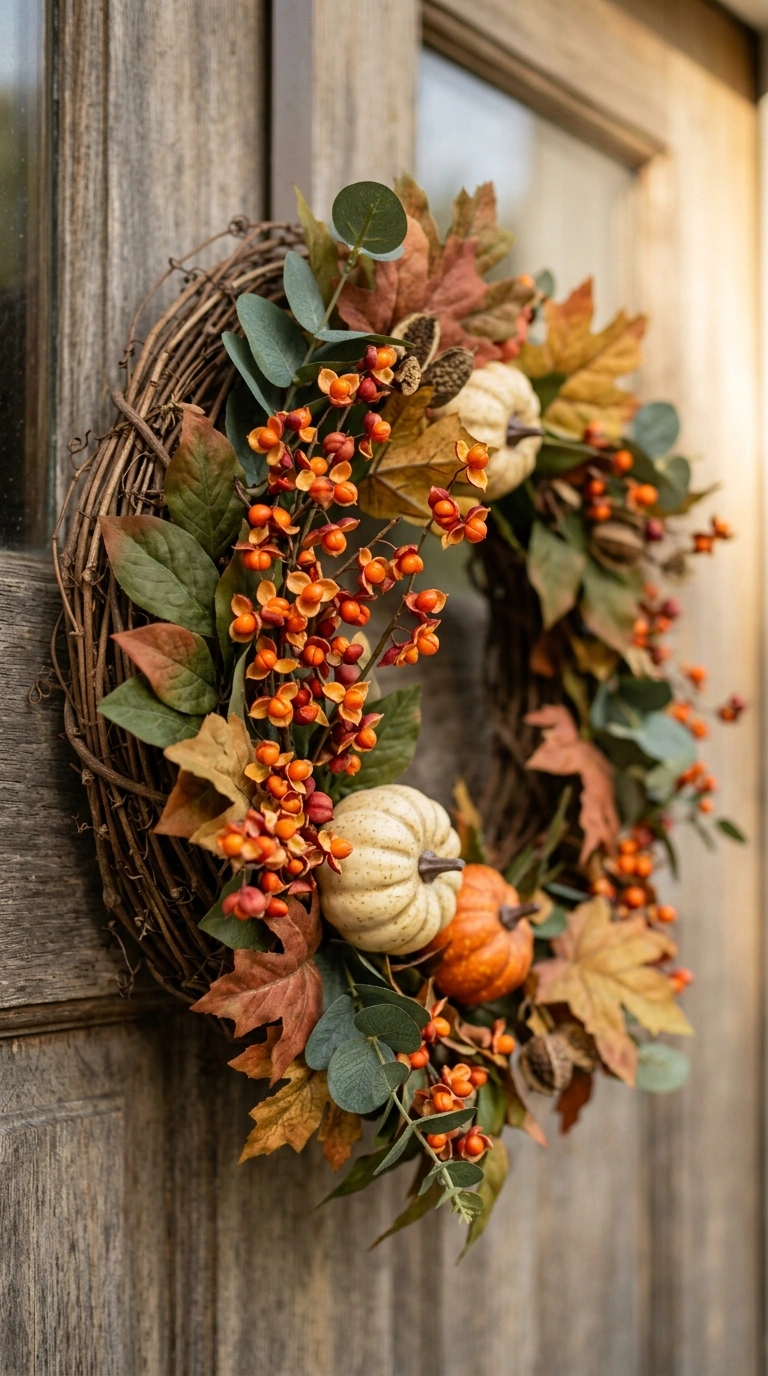 25 Dollar Tree Fall Decor Ideas That Look Expensive 22 021 21 Faux Berries Stems A wreath styled with faux bi