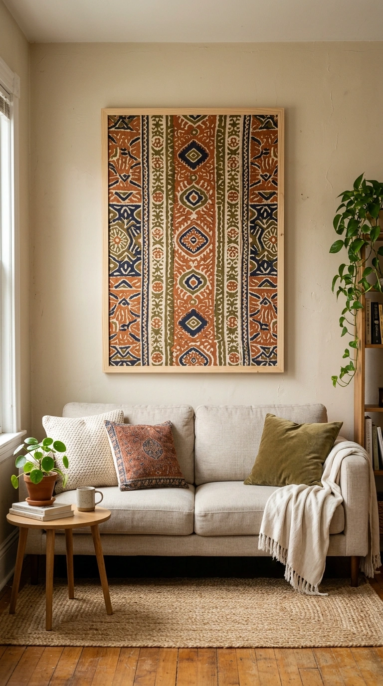 021 21 Framed Fabric Wall Art A large piece of pattern