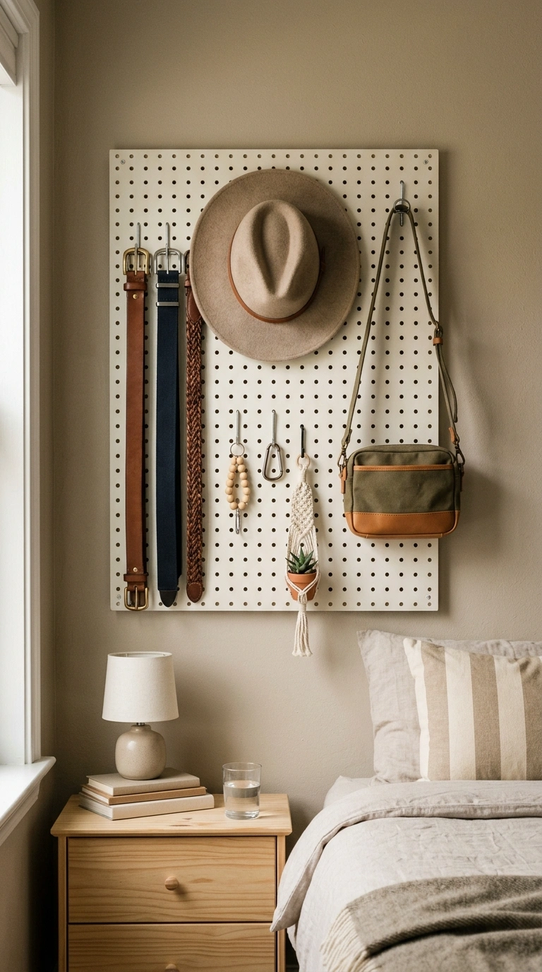021 Pegboard Accessory Wall A painted pegboard wall se