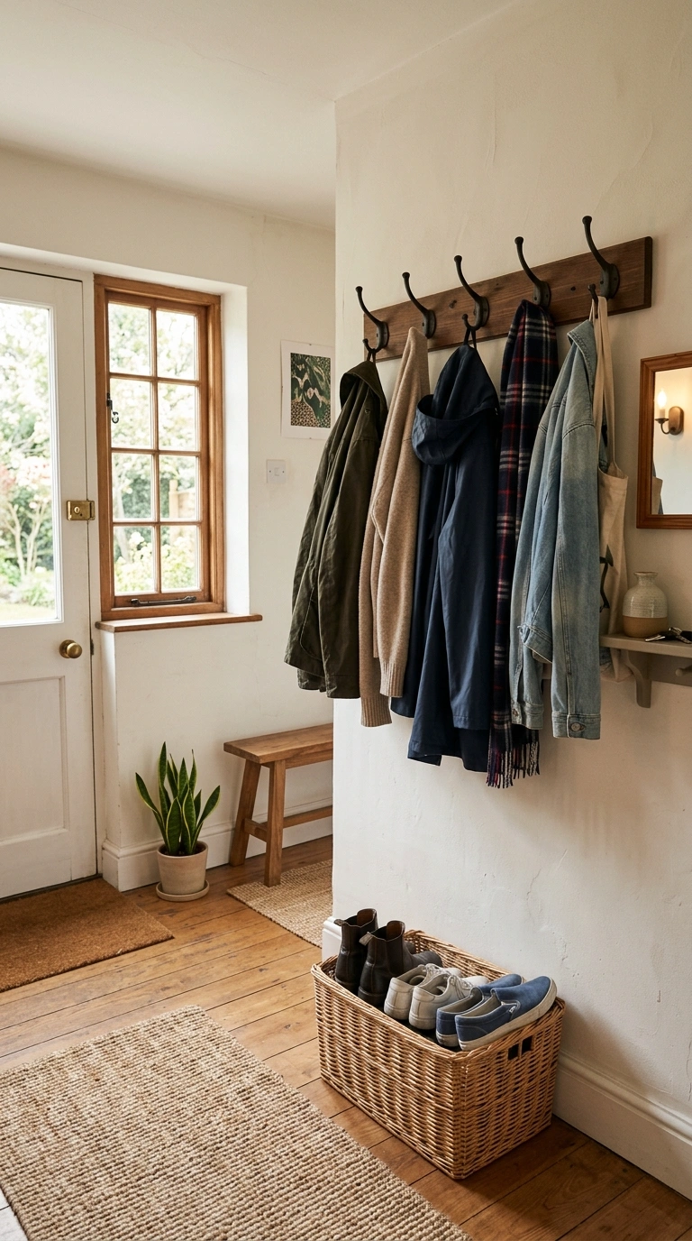 021 Wall Mounted Coat Rack A hallway near a side door
