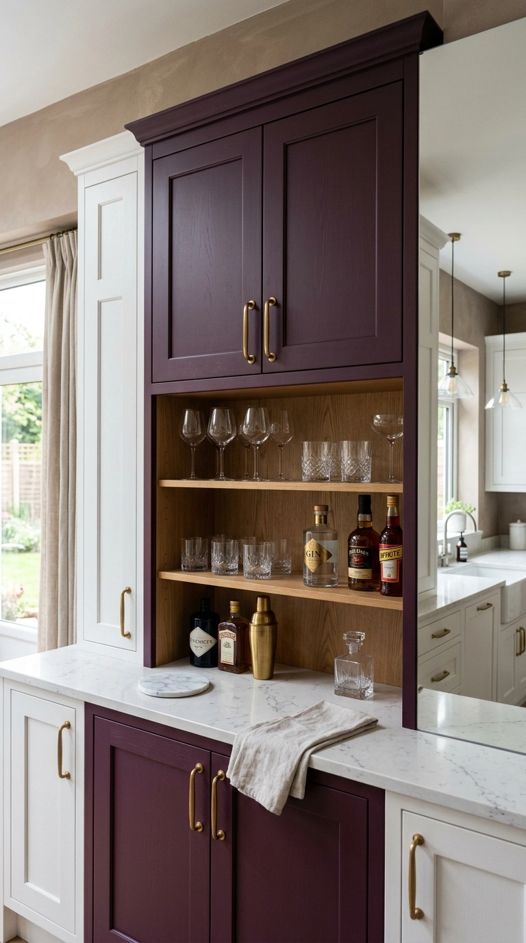 23 Two-Tone Kitchen Ideas That Look Expensive and Timeless 23 022 Deep Plum Accent Cabinets A small kitchen bar nook