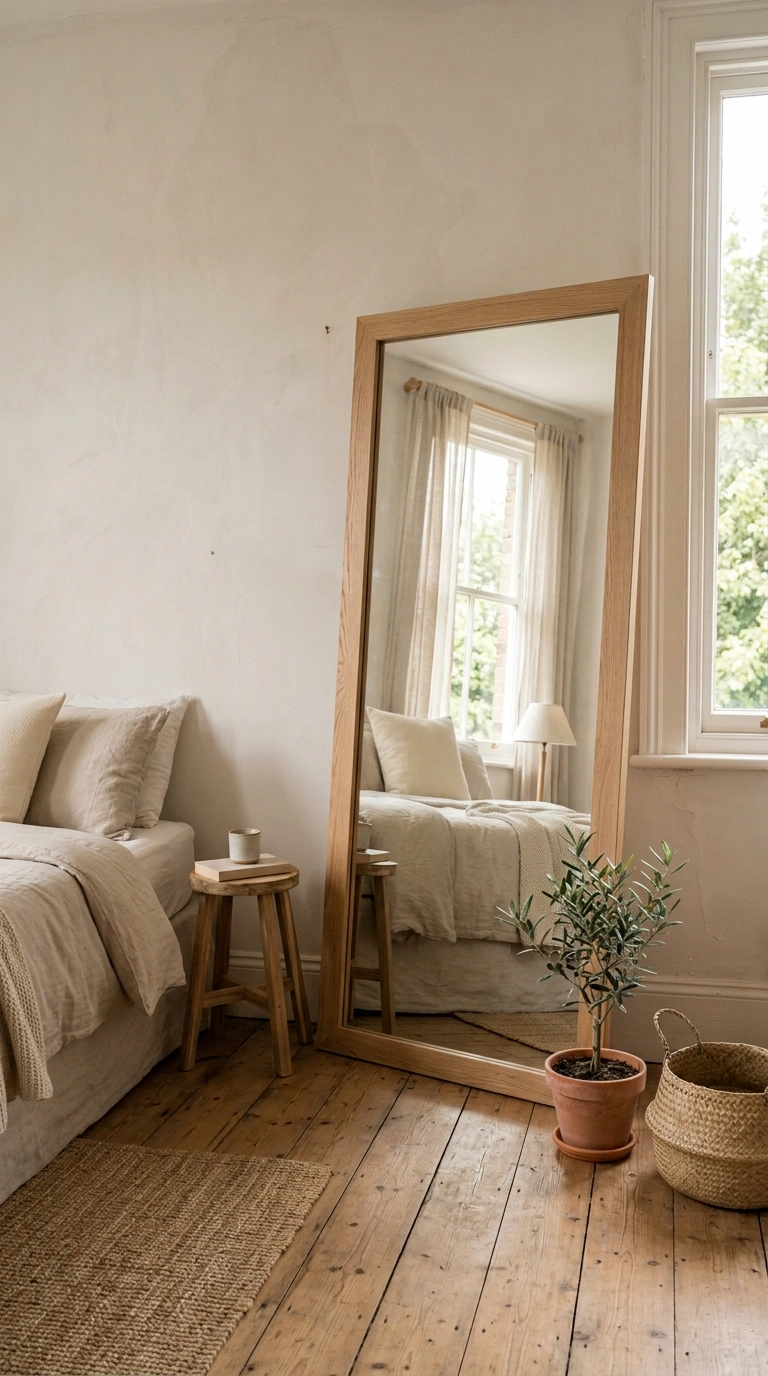 022 Full Length Mirror A small bedroom with a wood fra