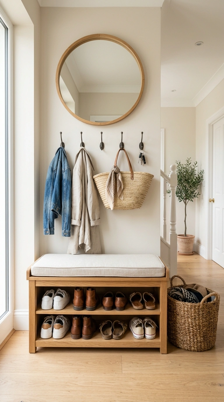 24 Large Entry Hallway Ideas for a Stylish First Impression 23 022 Open Shoe Storage A large entry hallway with a low
