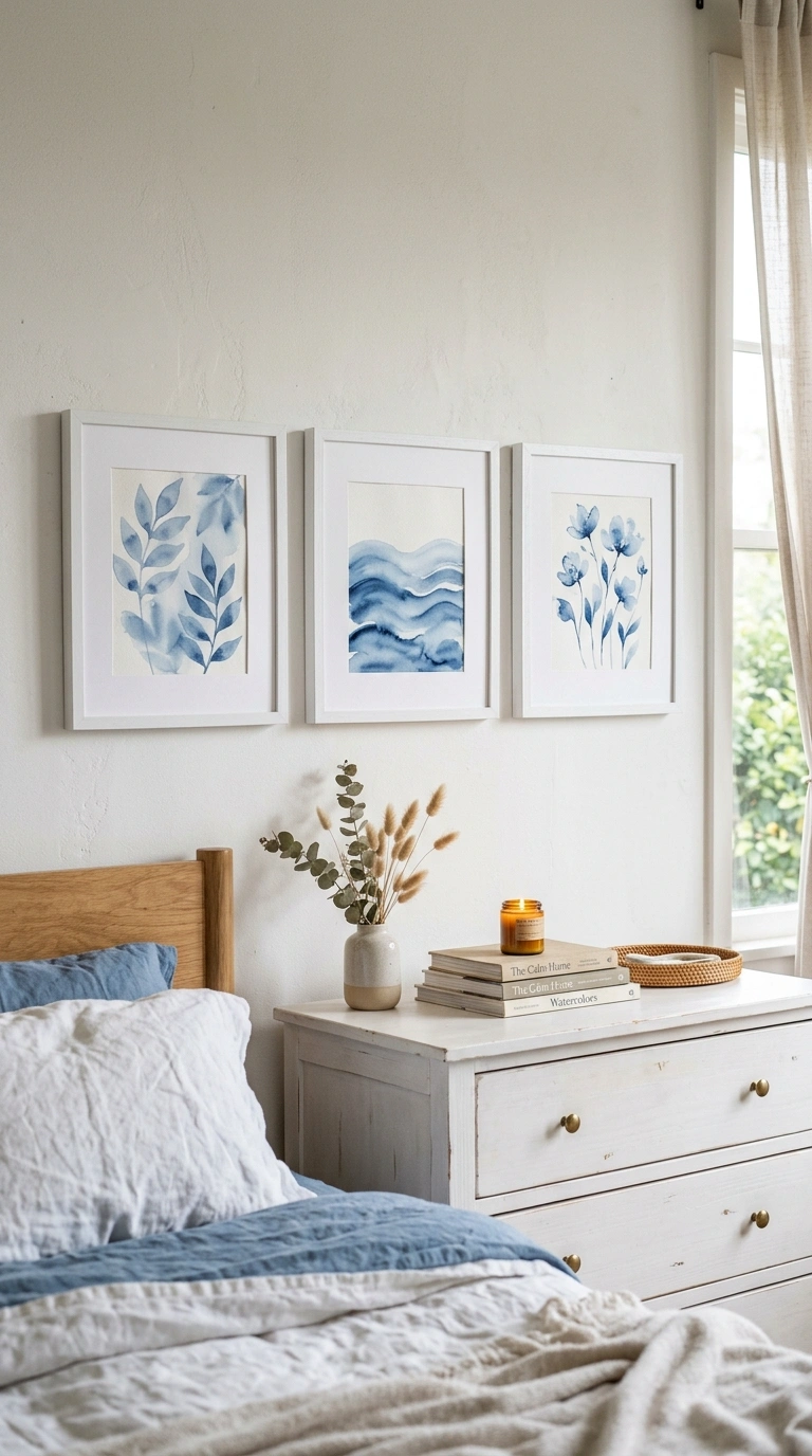 023 23 Blue Watercolor Prints Three soft blue watercol