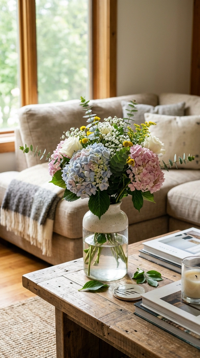 023 23 Fresh Cut or Faux Flowers A simple ceramic vase