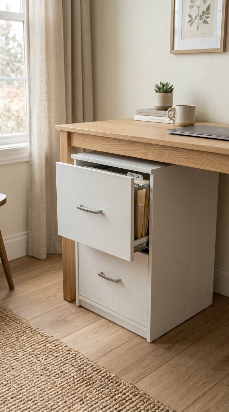 023 Mini Filing Cabinet A small two drawer white filin