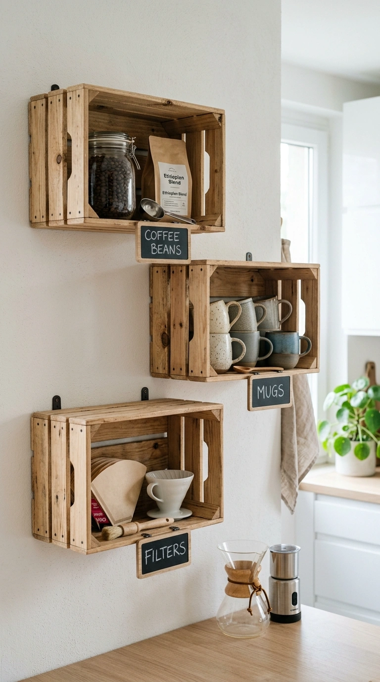 023 Wood Crate Shelving Three unfinished wood crates m